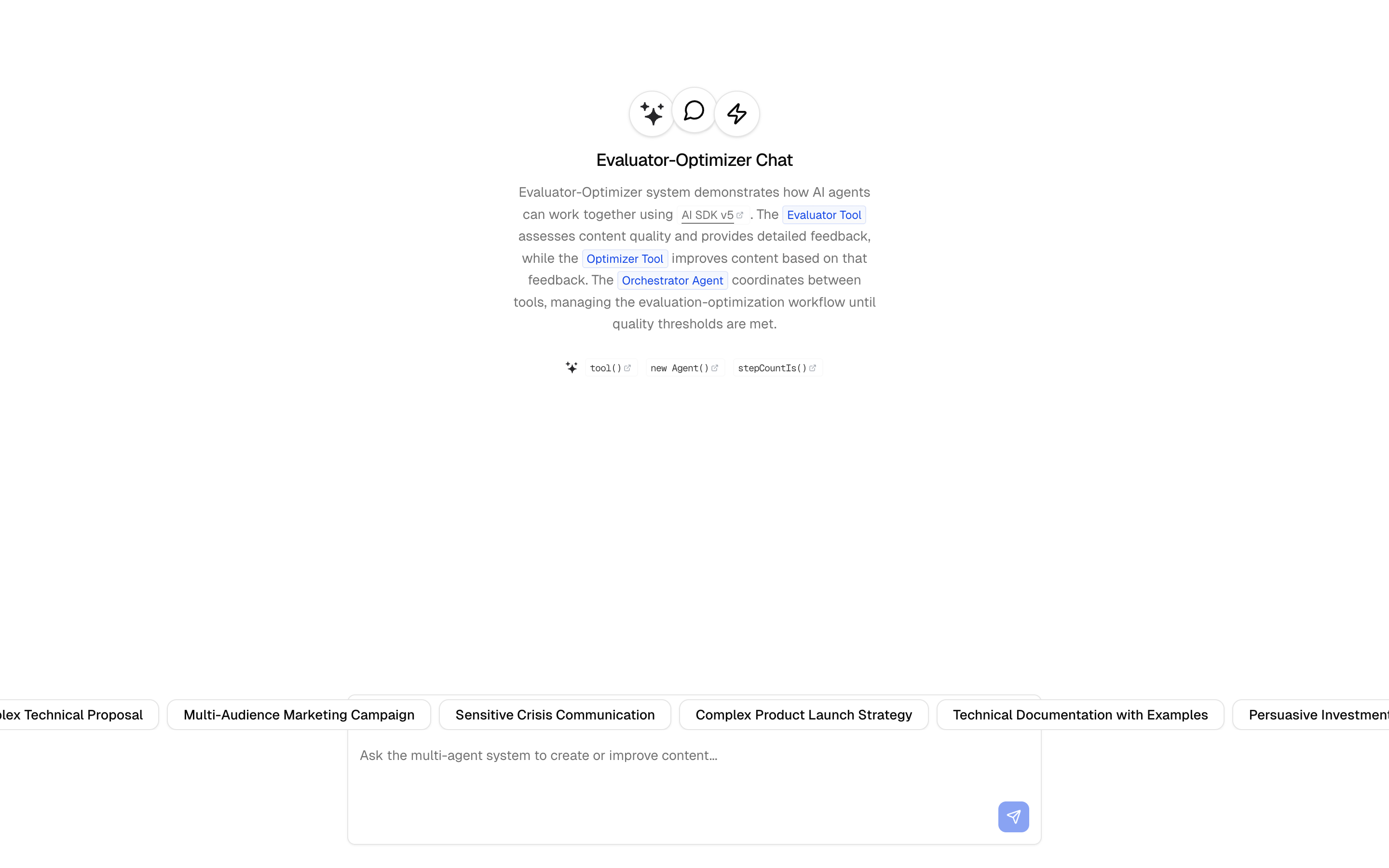 ai-chat-agent-evaluator-optimizer-pattern agents example